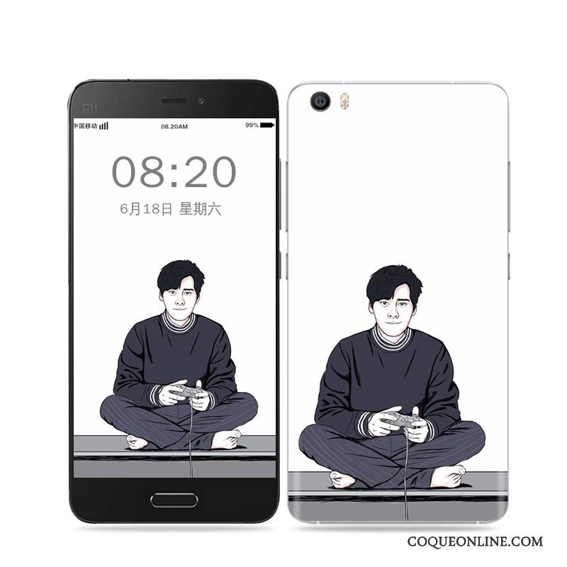 Mi 5 Coque De Téléphone Noir Verre Couvercle Arrière Petit