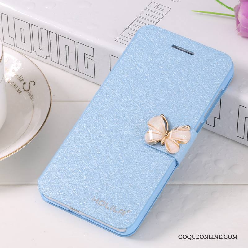 Mi 5 Coque Rose Incassable Tout Compris Téléphone Portable Clamshell Bleu Clair Étui En Cuir