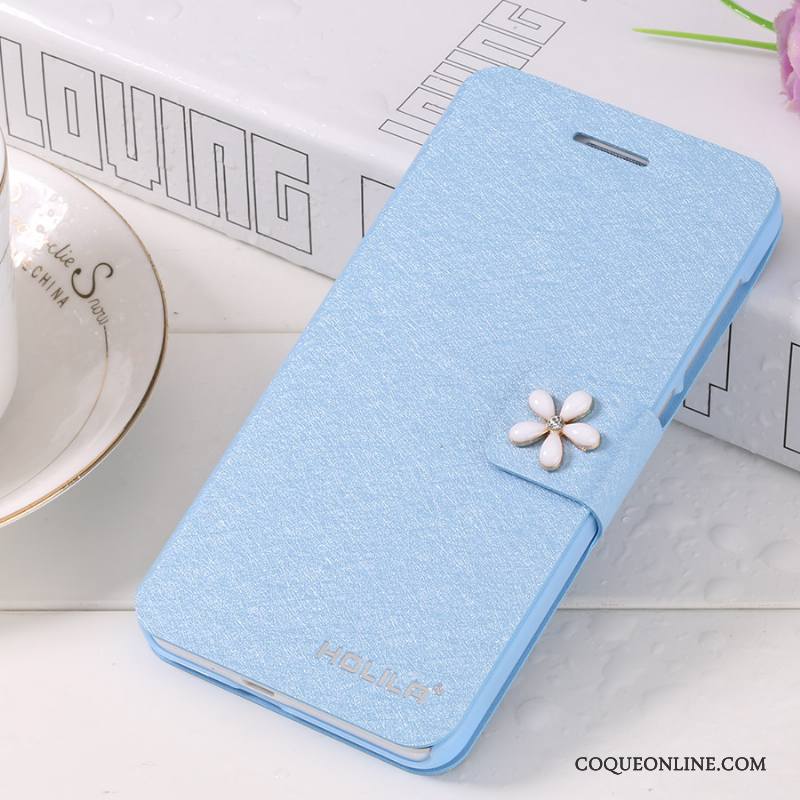 Mi 5 Coque Rose Incassable Tout Compris Téléphone Portable Clamshell Bleu Clair Étui En Cuir