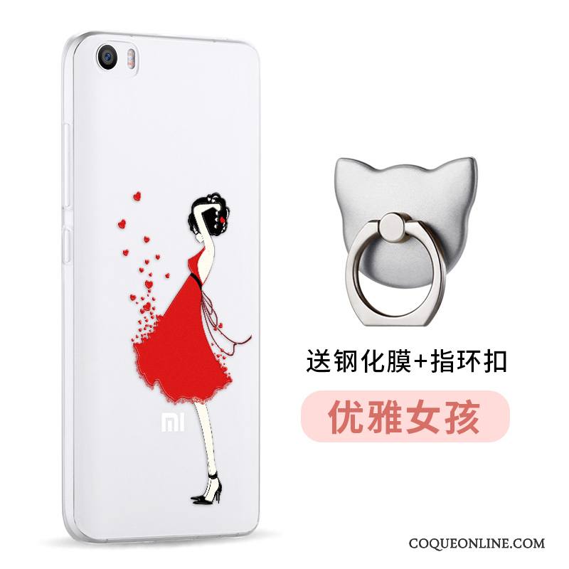 Mi 5 Dessin Animé Charmant Protection Rose Coque Silicone Transparent