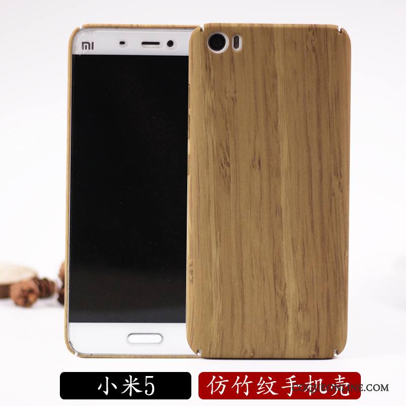 Mi 5 Tout Compris Protection Difficile Bambou Grain De Bois Tendance Coque