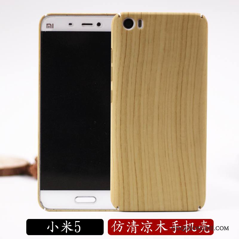 Mi 5 Tout Compris Protection Difficile Bambou Grain De Bois Tendance Coque