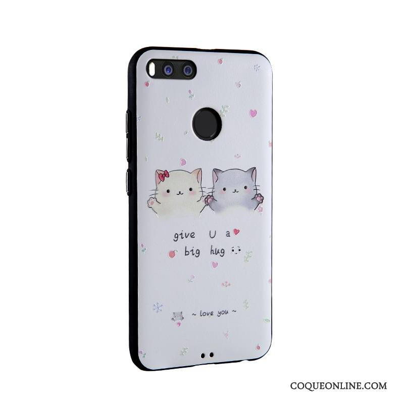 Mi 5x Coque De Téléphone Peinture Fluide Doux Étui Gaufrage Rose Dessin Animé