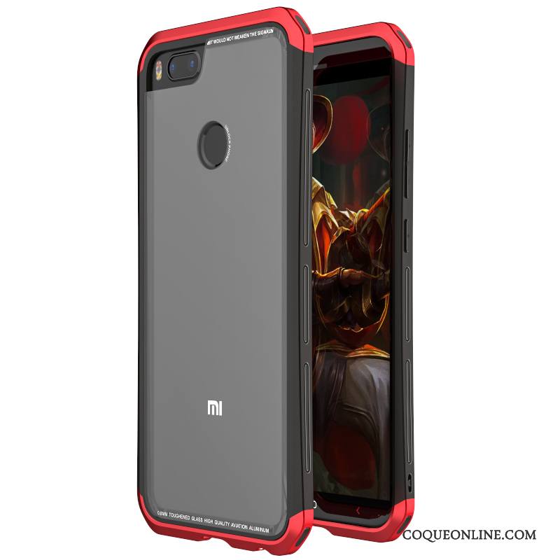 Mi 5x Coque De Téléphone Petit Couvercle Arrière Verre Trempé Métal Étui Border