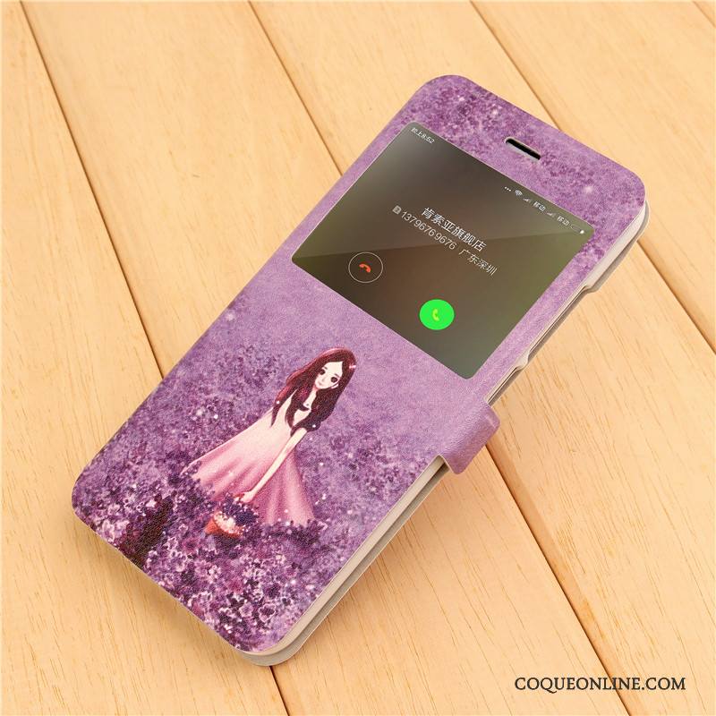 Mi 5x Coque Dessin Animé Petit Protection Étui En Cuir Housse Violet Super Mignon