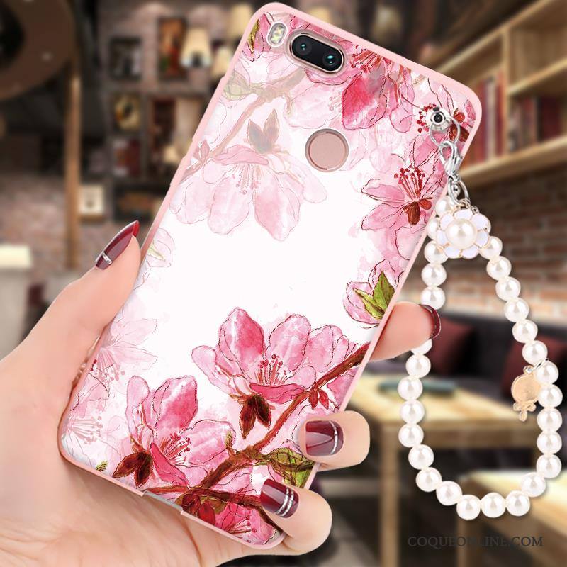 Mi 5x Coque Peinture Dessin Animé Incassable Petit Silicone Rose Fluide Doux