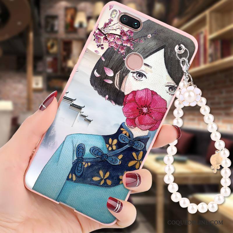 Mi 5x Coque Peinture Dessin Animé Incassable Petit Silicone Rose Fluide Doux