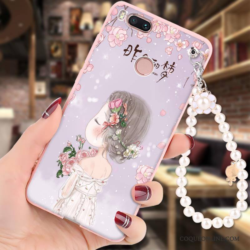 Mi 5x Coque Peinture Dessin Animé Incassable Petit Silicone Rose Fluide Doux