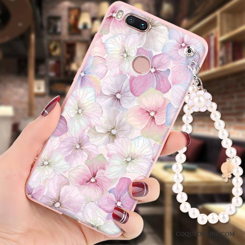 Mi 5x Coque Peinture Dessin Animé Incassable Petit Silicone Rose Fluide Doux