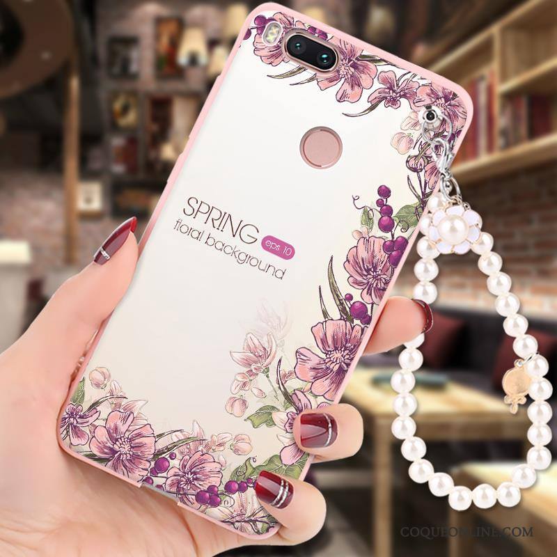 Mi 5x Coque Peinture Dessin Animé Incassable Petit Silicone Rose Fluide Doux