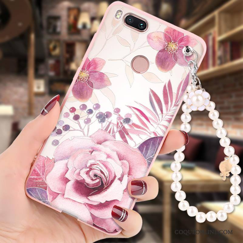 Mi 5x Coque Peinture Dessin Animé Incassable Petit Silicone Rose Fluide Doux