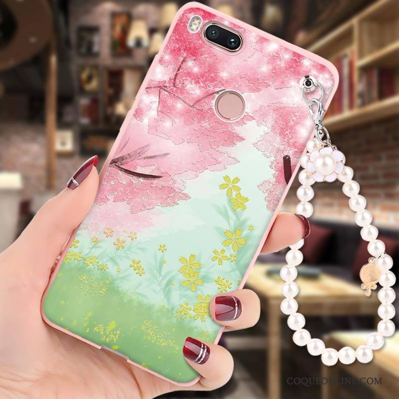 Mi 5x Coque Peinture Dessin Animé Incassable Petit Silicone Rose Fluide Doux