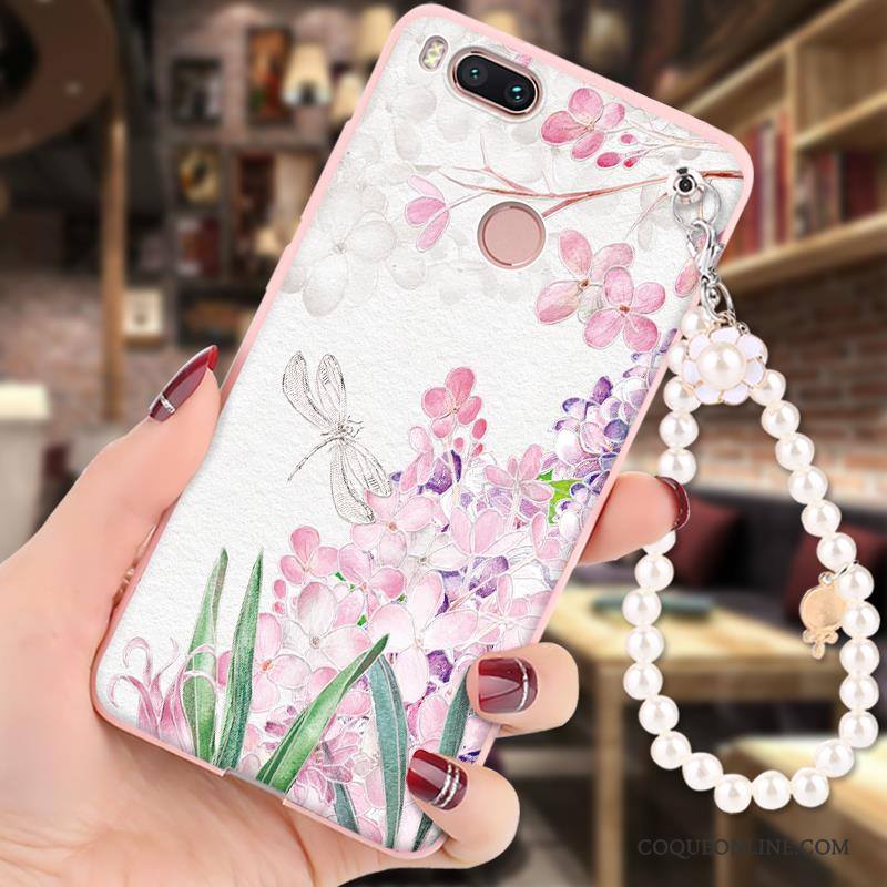 Mi 5x Coque Peinture Dessin Animé Incassable Petit Silicone Rose Fluide Doux