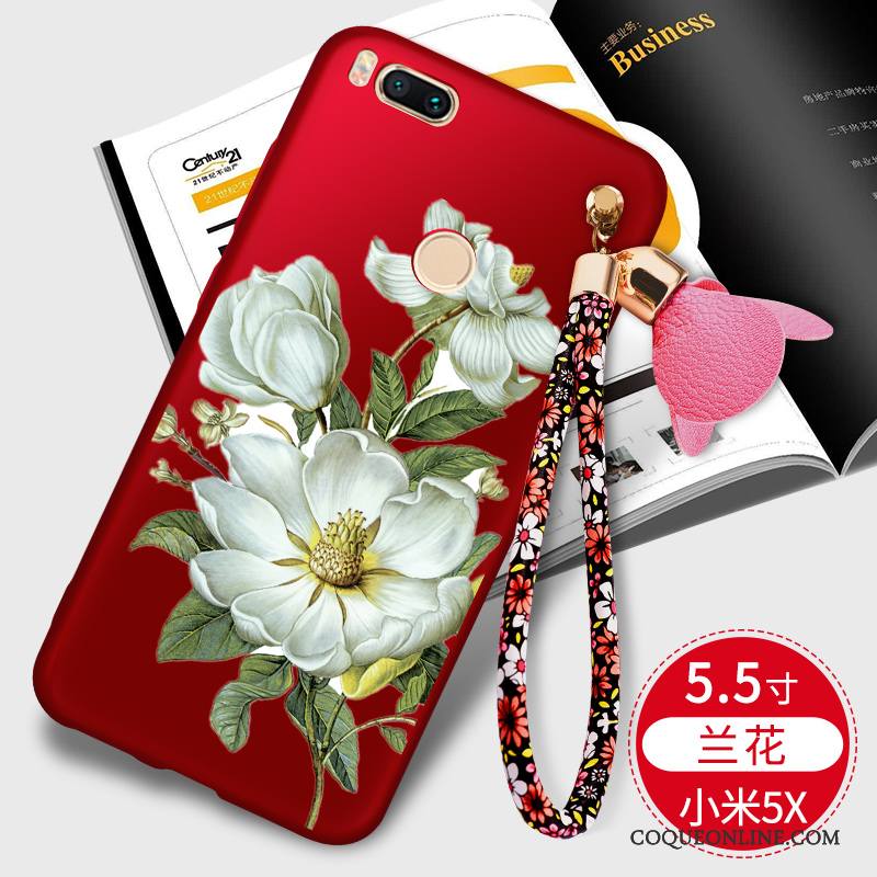 Mi 5x Coque Petit Tout Compris Personnalité Rouge Silicone Fluide Doux Étui