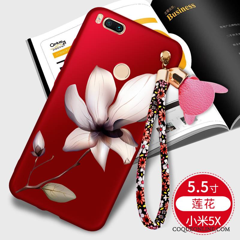 Mi 5x Coque Petit Tout Compris Personnalité Rouge Silicone Fluide Doux Étui