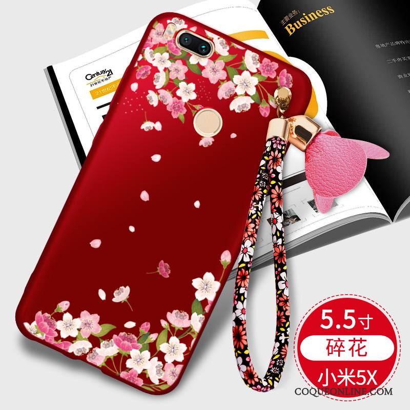 Mi 5x Coque Petit Tout Compris Personnalité Rouge Silicone Fluide Doux Étui