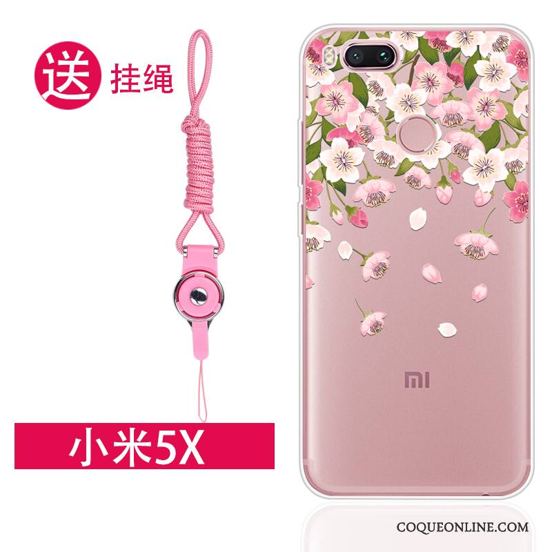 Mi 5x Tendance Coque De Téléphone Incassable Petit Rose Transparent Étui