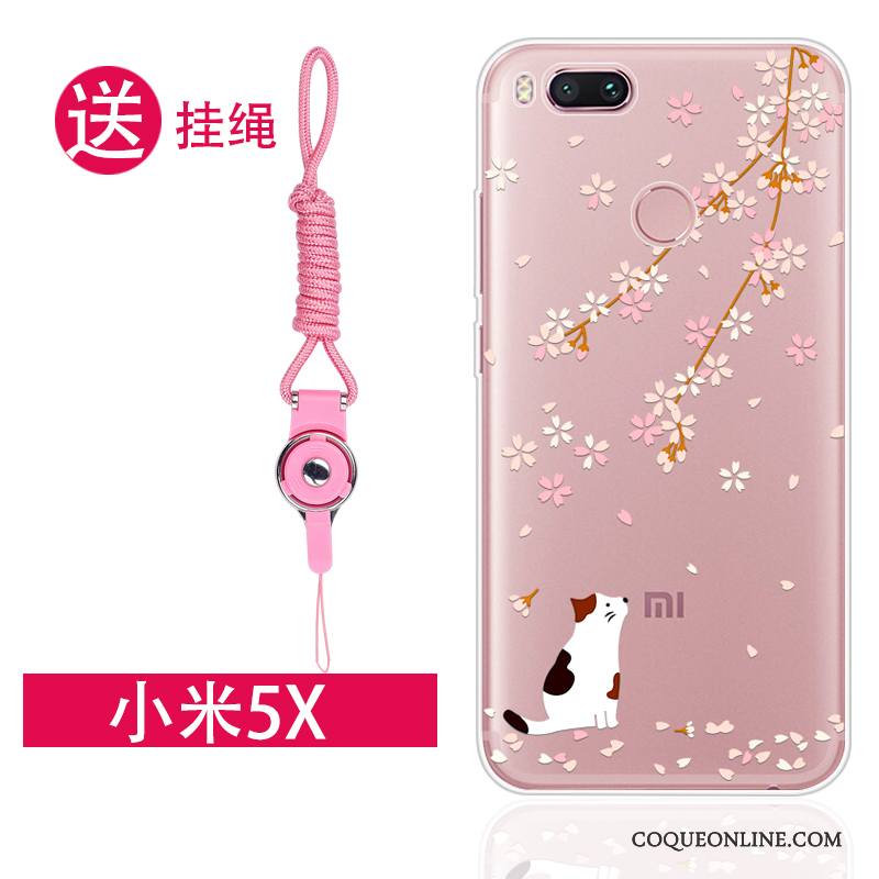 Mi 5x Tendance Coque De Téléphone Incassable Petit Rose Transparent Étui