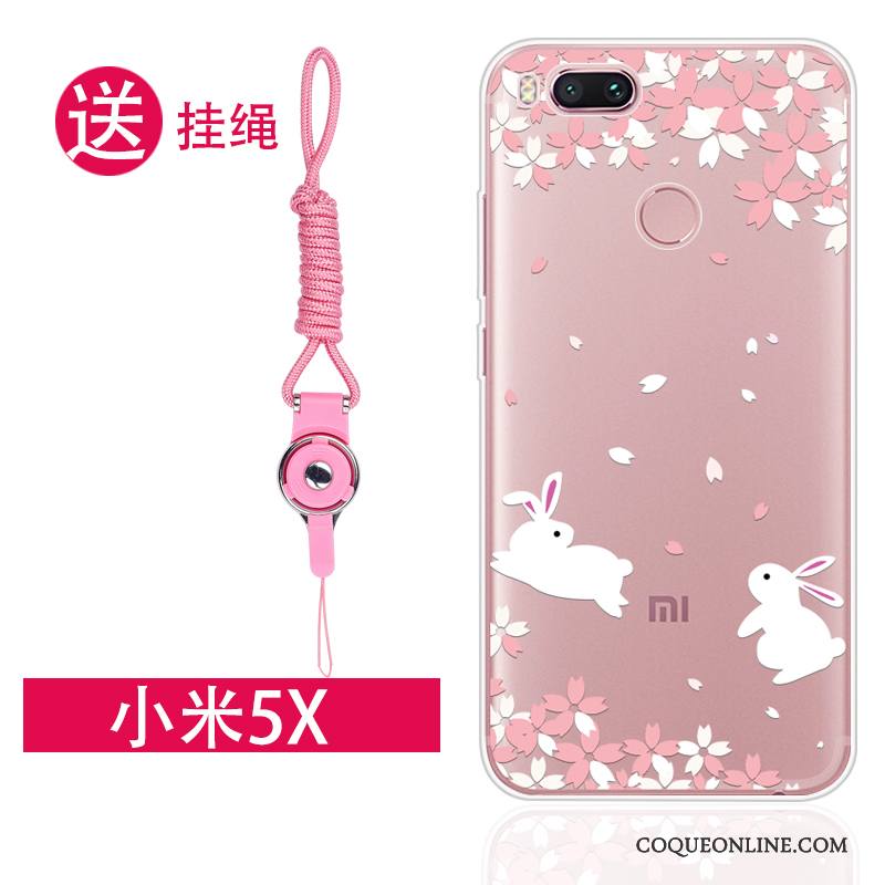 Mi 5x Tendance Coque De Téléphone Incassable Petit Rose Transparent Étui