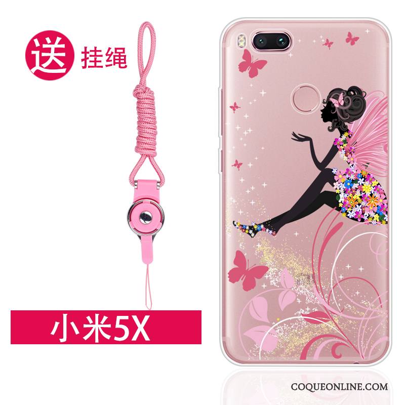 Mi 5x Tendance Coque De Téléphone Incassable Petit Rose Transparent Étui