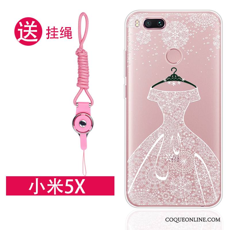 Mi 5x Tendance Coque De Téléphone Incassable Petit Rose Transparent Étui