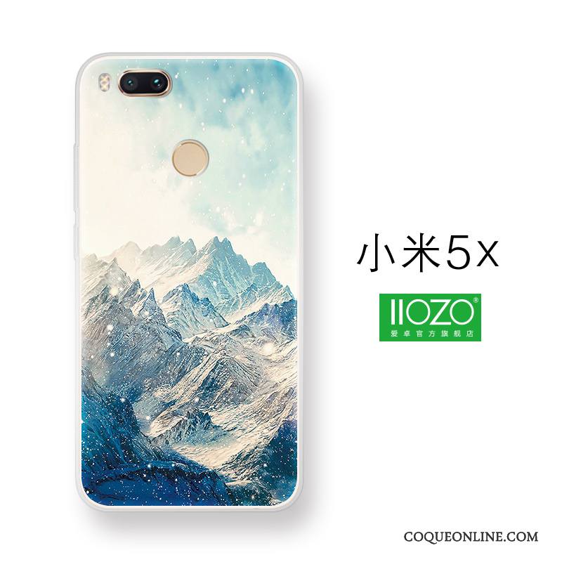 Mi 5x Étui Incassable Bleu Créatif Style Chinois Petit Coque De Téléphone