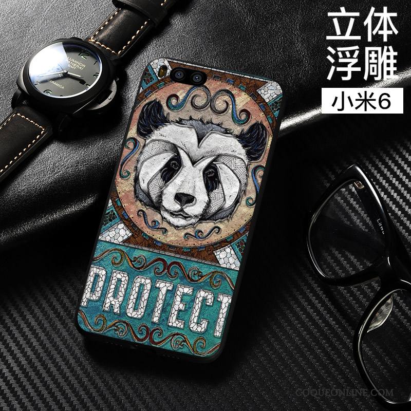 Mi 6 Coque Dimensionnel Tout Compris Fluide Doux Noir Style Chinois Incassable Étui