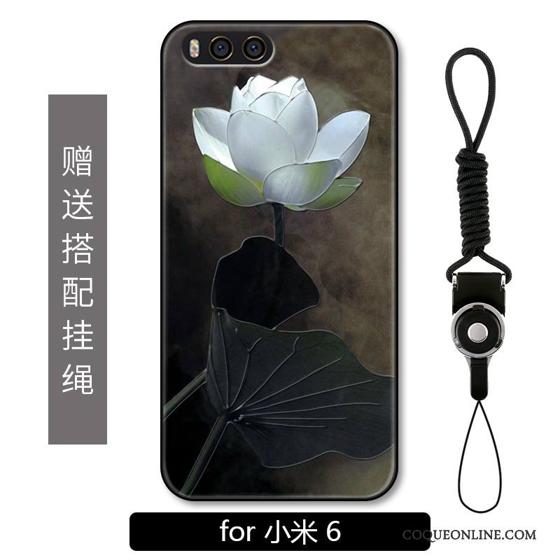 Mi 6 Coque Fleur Tendance Gris Art Ornements Suspendus Protection Tout Compris