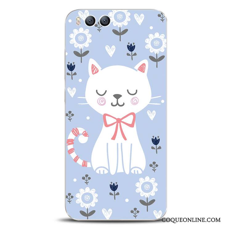 Mi 6 Coque Fluide Doux Support Bleu Clair Gaufrage De Téléphone Silicone