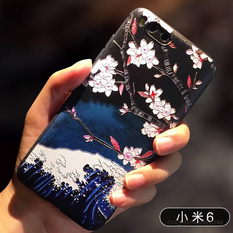 Mi 6 Coque Personnalité Tout Compris Rose Fluide Doux Petit Délavé En Daim Étui