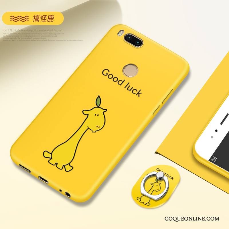 Mi 6 Coque Tout Compris Fluide Doux Étui Petit Jaune Personnalité Tendance