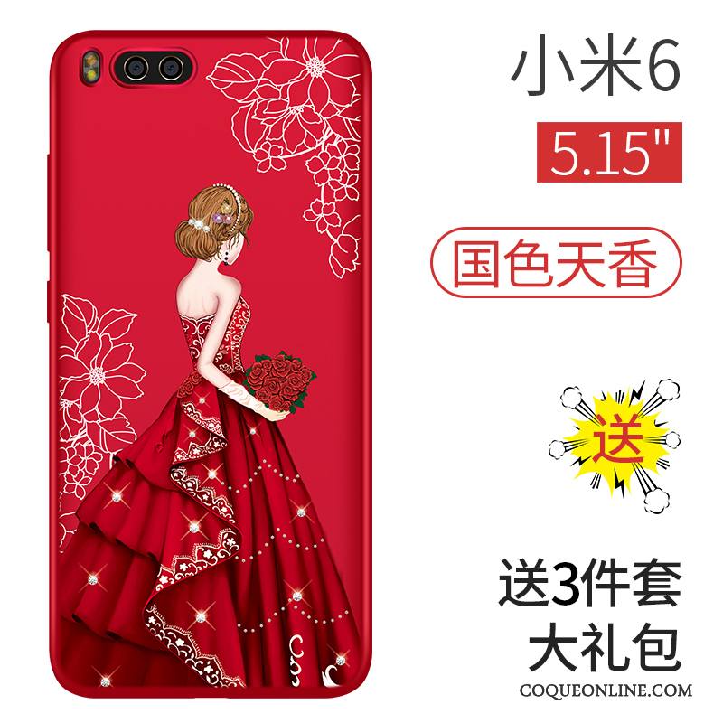 Mi 6 Créatif Petit Personnalité Coque De Téléphone Protection Rouge Incassable