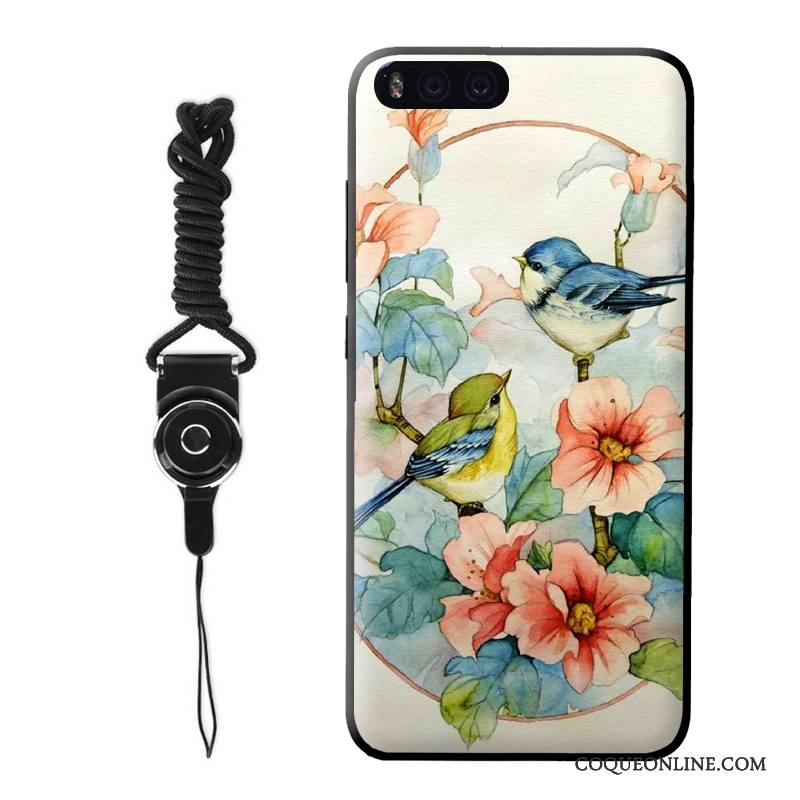 Mi 6 Fleur Fluide Doux Étui Protection Noir Coque De Téléphone Art