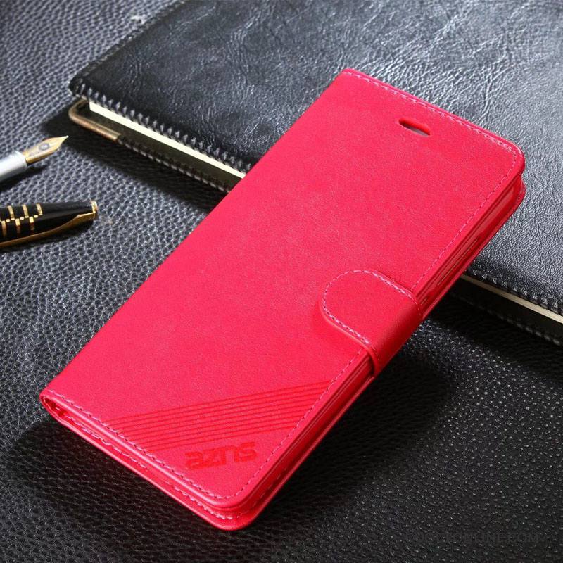 Mi 6 Fluide Doux Coque De Téléphone Rouge Silicone Cuir Véritable Protection Petit