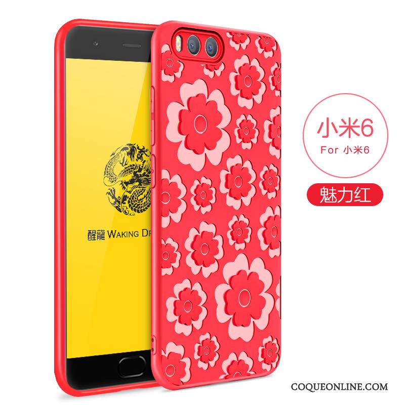 Mi 6 Simple Fluide Doux Étui Couleur Unie Coque De Téléphone Protection Gaufrage