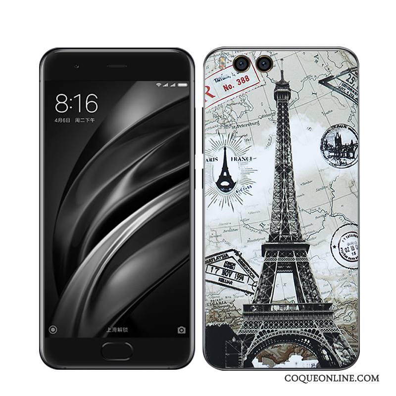 Mi 6 Verre Trempé Téléphone Portable Coque Couvercle Arrière Protection Petit Noir