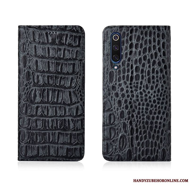 Mi 9 Coque Modèle Personnalisé Silicone Cuir Véritable Clamshell Incassable Noir