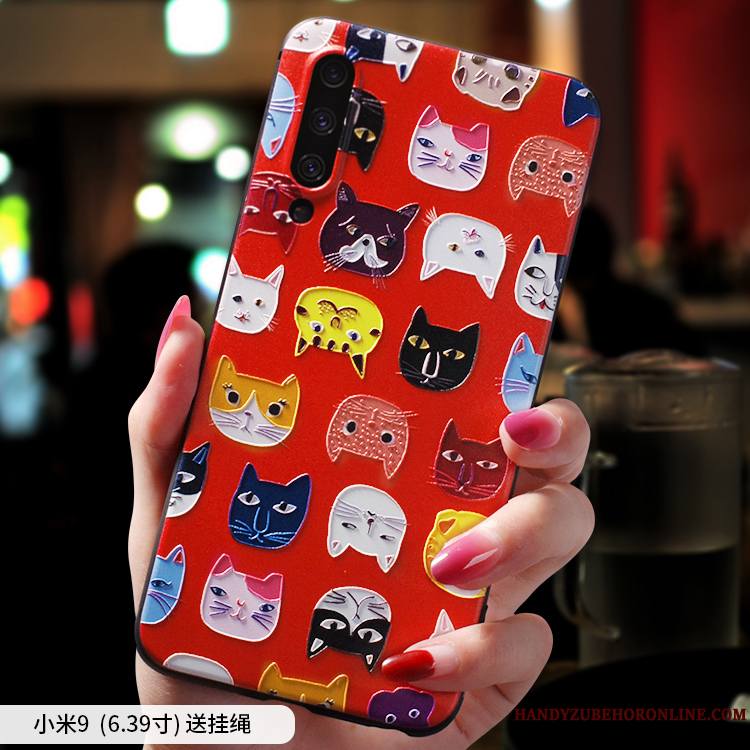 Mi 9 Coque Net Rouge Modèle Fleurie Personnalité Charmant Incassable Jeunesse Petit