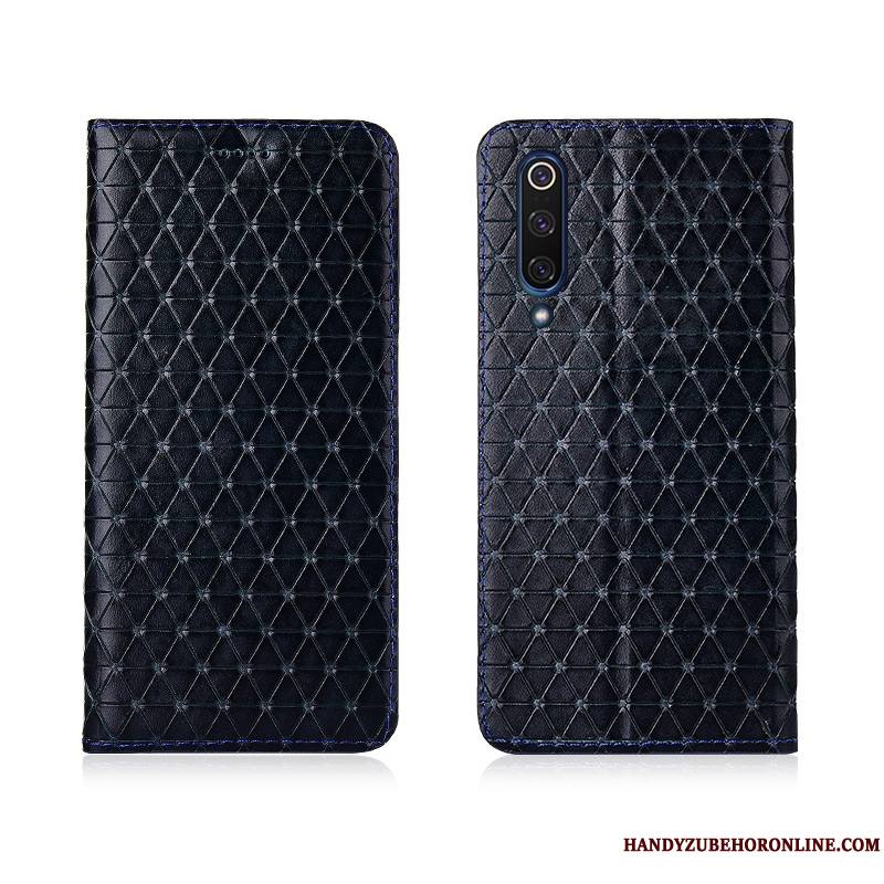 Mi 9 Coque Nouveau Étui En Cuir Plaid Incassable Cuir Véritable Modèle Petit