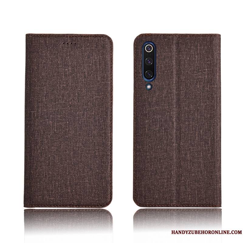 Mi 9 Lin Noir Étui En Cuir Protection Coque De Téléphone Modèle Petit