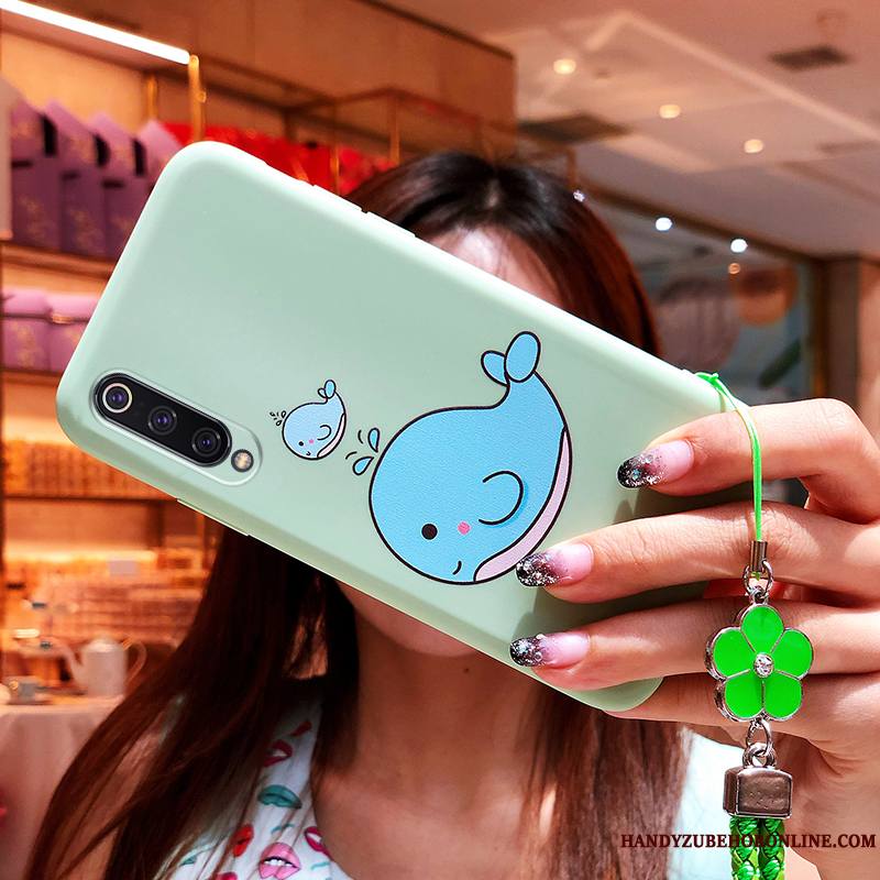 Mi 9 Se Coque Silicone Dessin Animé Blanc Vert Incassable Art Protection