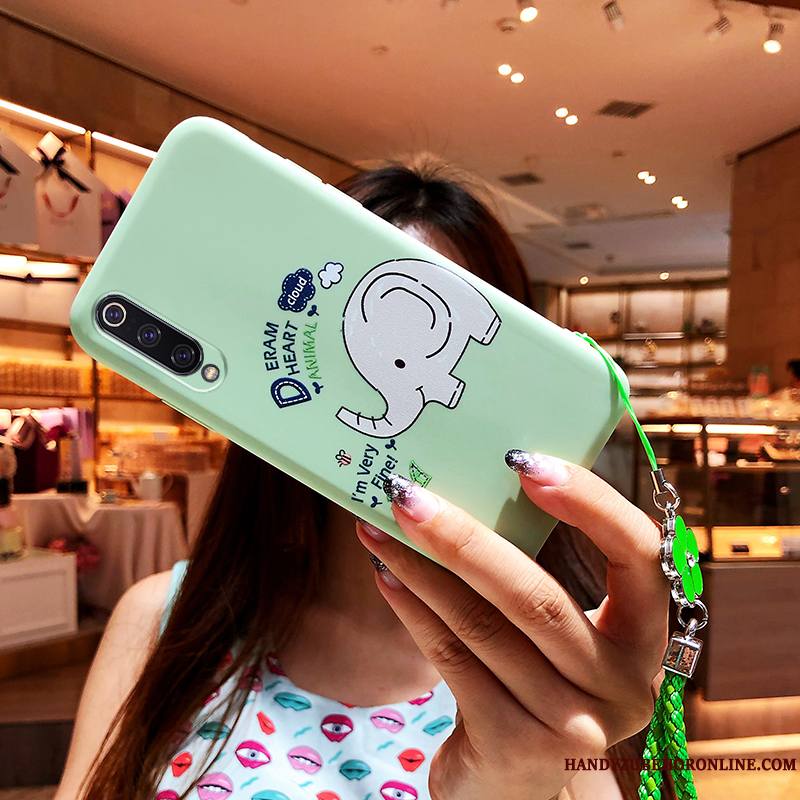 Mi 9 Se Coque Silicone Dessin Animé Blanc Vert Incassable Art Protection