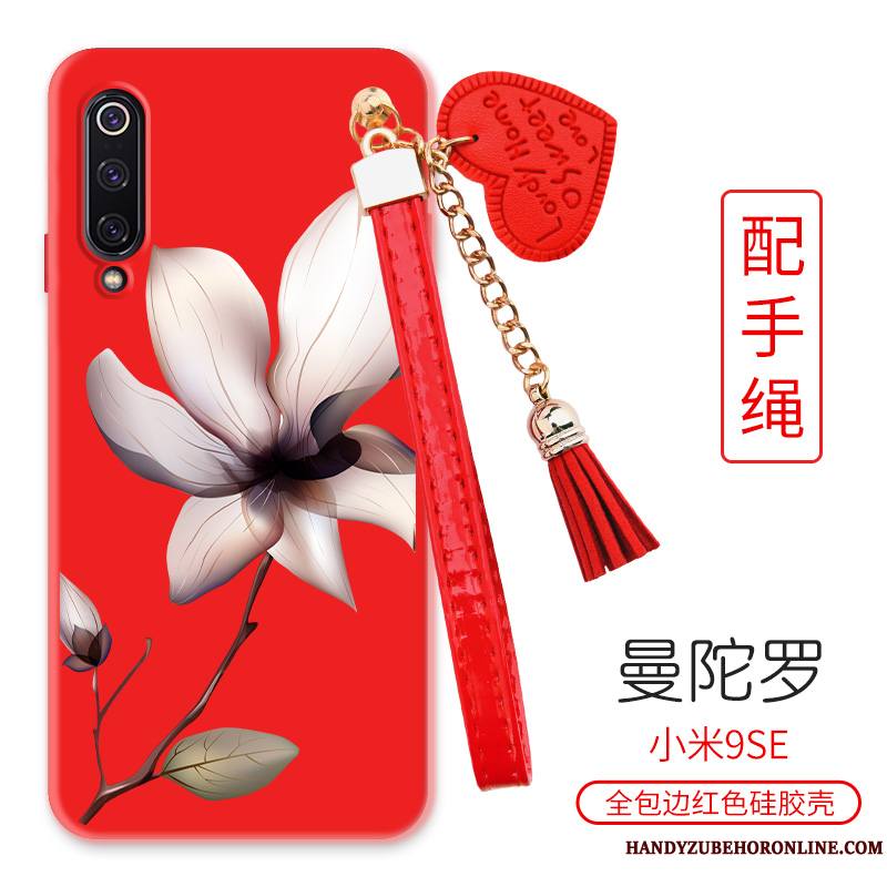 Mi 9 Se Rouge Grand Petit Fleur Pivoine Coque De Téléphone