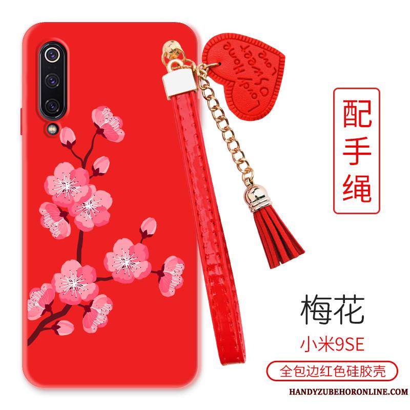 Mi 9 Se Rouge Grand Petit Fleur Pivoine Coque De Téléphone