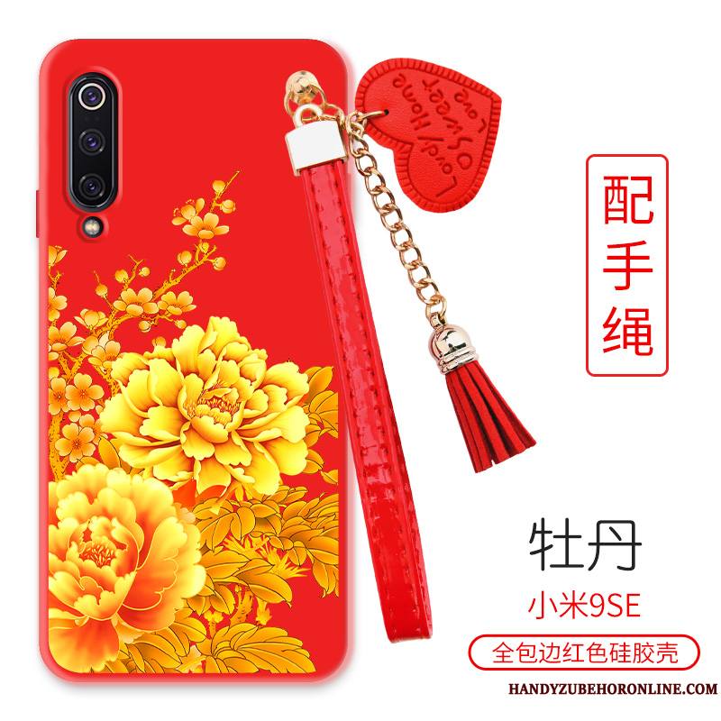 Mi 9 Se Rouge Grand Petit Fleur Pivoine Coque De Téléphone