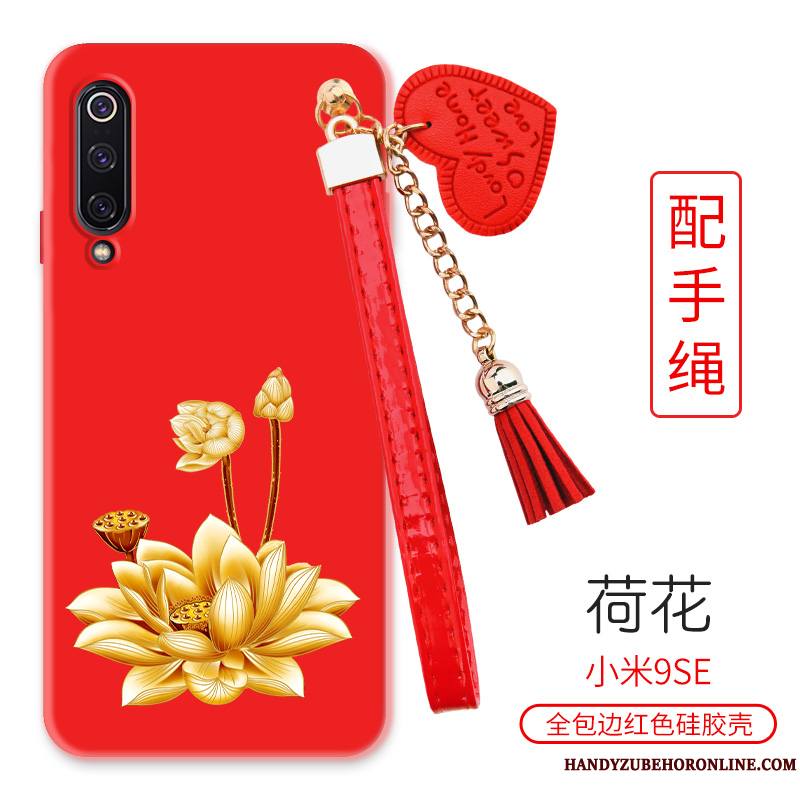 Mi 9 Se Rouge Grand Petit Fleur Pivoine Coque De Téléphone