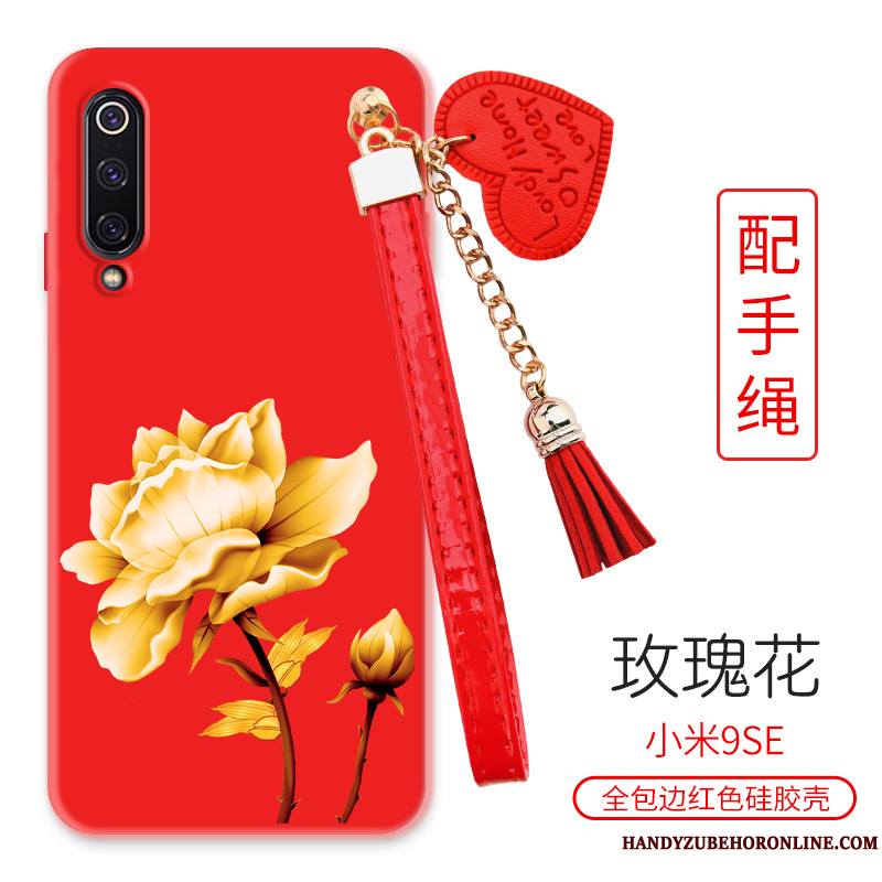 Mi 9 Se Rouge Grand Petit Fleur Pivoine Coque De Téléphone