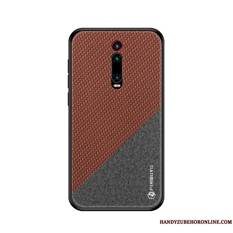 Mi 9t Délavé En Daim Coque De Téléphone Rouge Tout Compris Modèle Fleurie Petit Très Mince