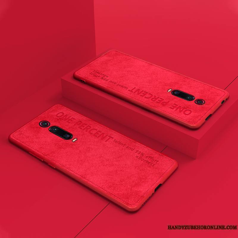 Mi 9t Pro Coque Incassable Jaune Silicone Étui Tissu Rouge Très Mince