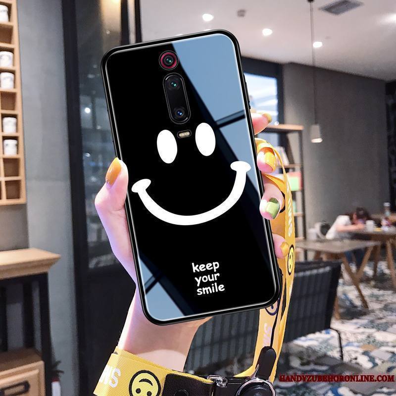 Mi 9t Pro Coque Souriant Net Rouge Petit Personnalité Tendance Incassable Verre